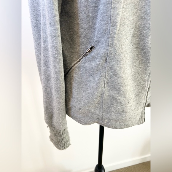 Anthropologie Grey Zip-up Motorcycle Style Sweater - size Medium - Picture 5 of 9